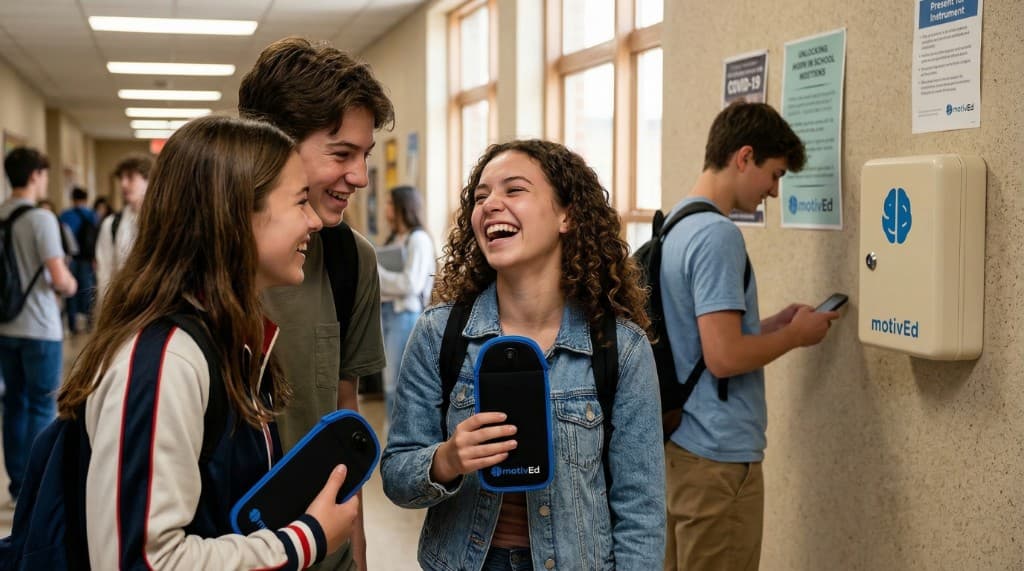 Alumnos conviviendo en pasillo junto a estación MotivEd